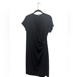 George Black Midi Dress V-Neck Dolman Sleeve
